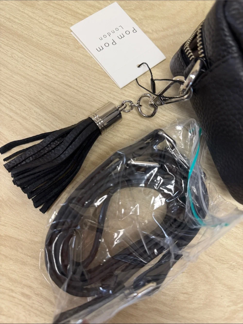 POM POM LONDON CITY MINI CROSSBODY BAG BLACK